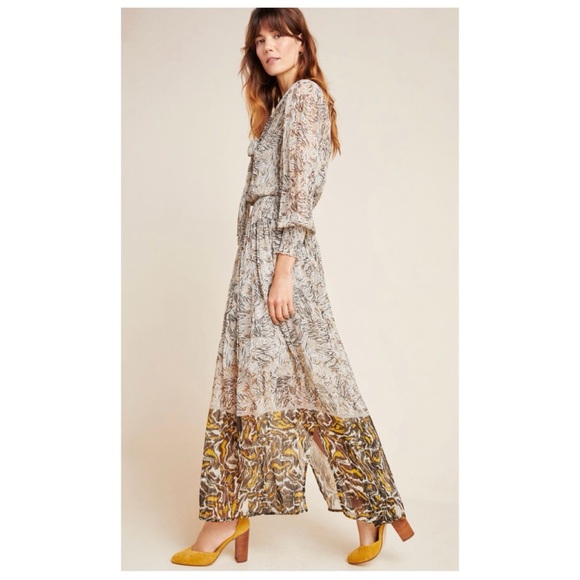 NWOT Anthropologie Conditions Apply Avimanya Sheer Shimmer Maxi Dress Size Small - Picture 2 of 14